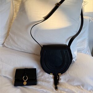 Chloe Black Leather Crossbody Bag with wallet